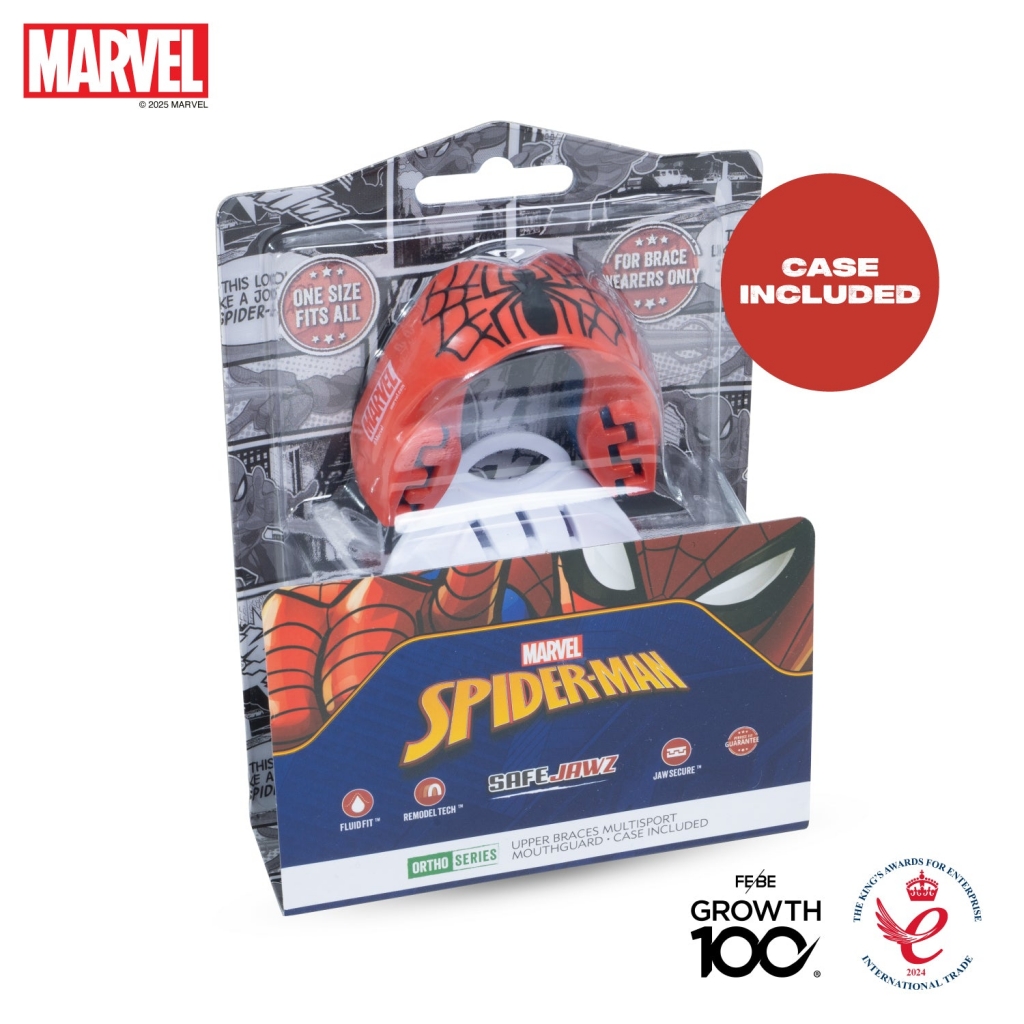 Капа SAFEJAWZ Marvel Spider-Man Mouthguard For Braces - Red