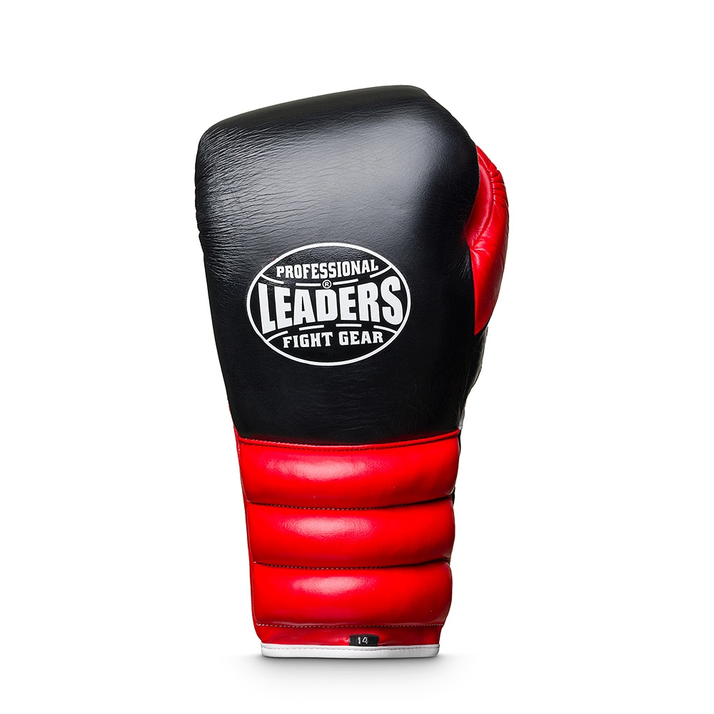 Перчатки боксерские LEADERS LS на шнуровке BK/RD