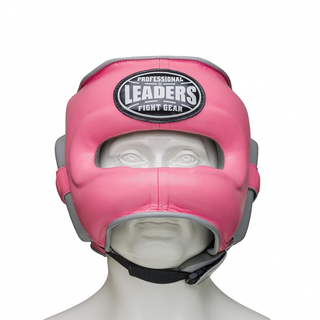 Шлем боксерский LEADERS FANCY с бамперной защитой PNK/GR