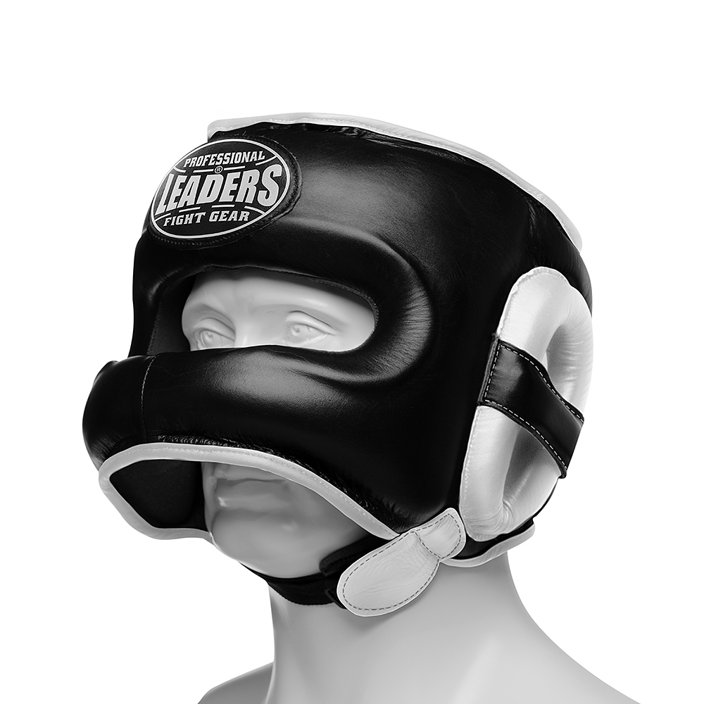 Шлем боксерский LEADERS LS с бамперной защитой BK/WH