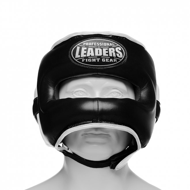 Шлем боксерский LEADERS LS с бамперной защитой BK/WH