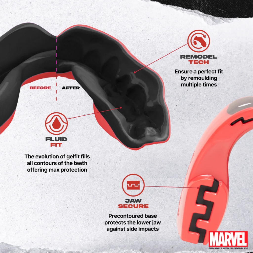 Капа SafeJawz Marvel Deadpool, красная, для взрослых